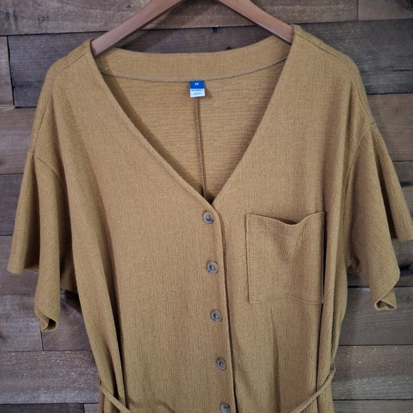Old Navy Mustard Yellow Button Front Belted Romper 2X - Picture 2 of 7